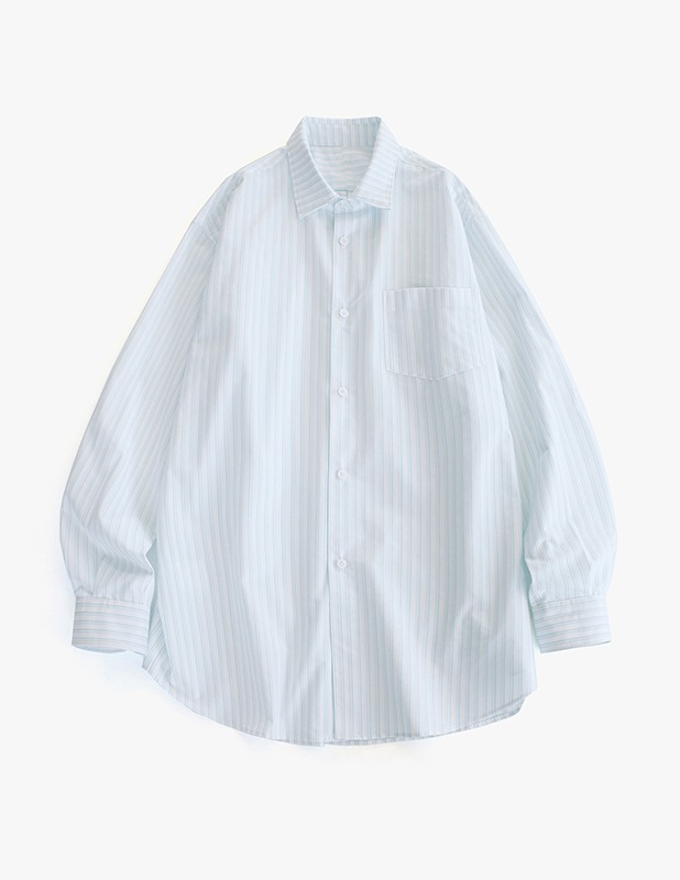 [여름원단]Linen Chambray French Shirt_Mint Stripe
