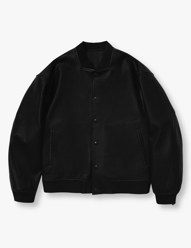 Buffing Leather Restore Varsity Jacket_Black