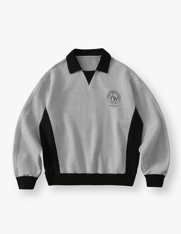 Club Collar Overfit Sweatshirt_Gray Melange