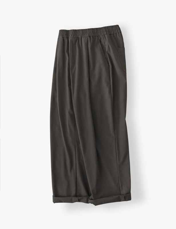 Classic Tapered Wide One Tuck Linen Pants_Ash Gray
