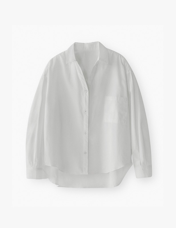 [Woman]V Collor Overfit Box Shirt_Off White