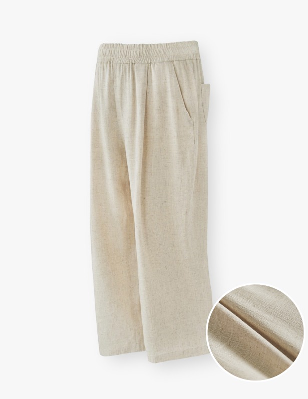 Cooling Tencel Tapered Wide One Tuck Linen Pants_Oatmeal