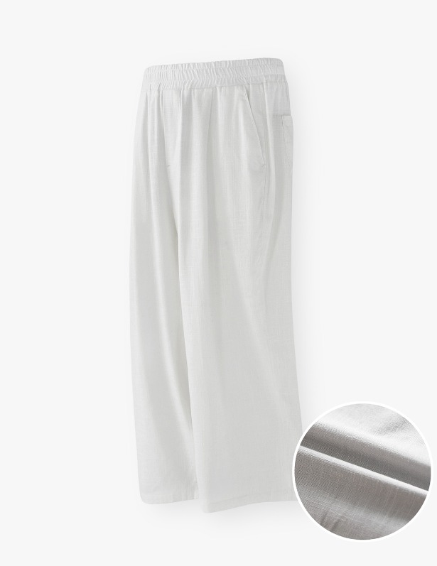 Cooling Tencel Tapered Wide One Tuck Linen Pants_Off White