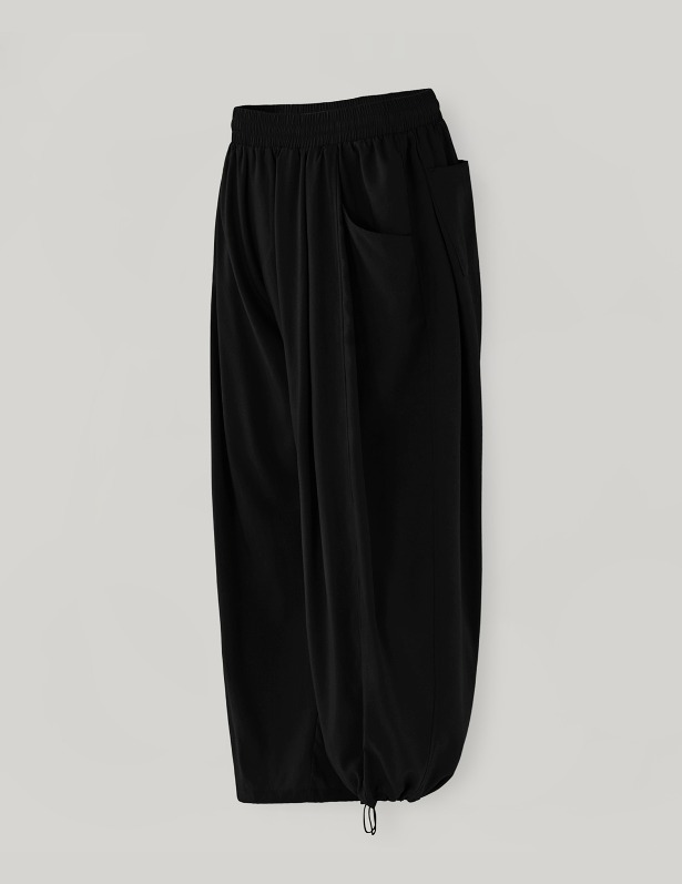 Cooling Tencel Balloon Fit Wide Pants_Black