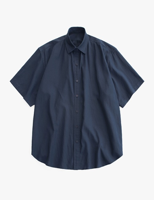 [여름원단]City Boy Big Over Linen 1/2 Shirt_Midnight Blue