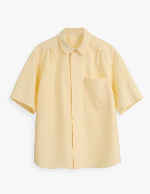 Shirring Oxford Bigover Half Shirt_Yellow