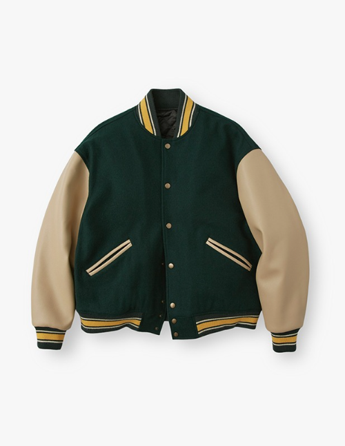 Woolrich Classic Varsity Jacket_Green/Meadowlark yellow