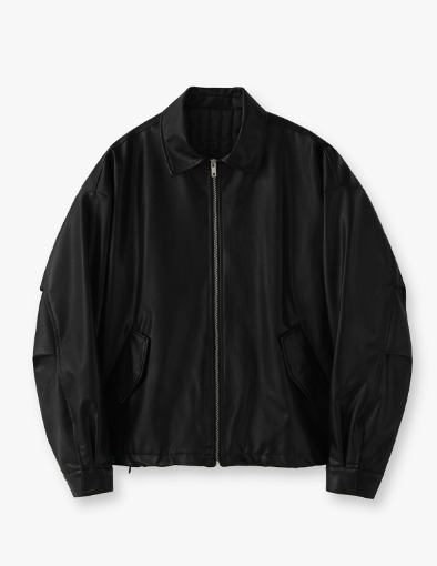 Buffwash Buffing Leather Overfit Short Field Jacket_Black
