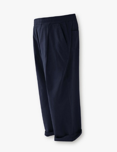 Wild Washing Tapered Wide One Tuck Linen Pants_Wash Navy