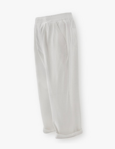 Wild Washing Tapered Wide One Tuck Linen Pants_Wash White