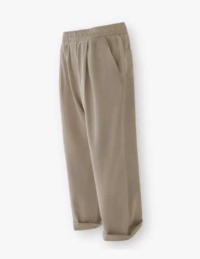 Wild Washing Tapered Wide One Tuck Linen Pants_Taupe Beige