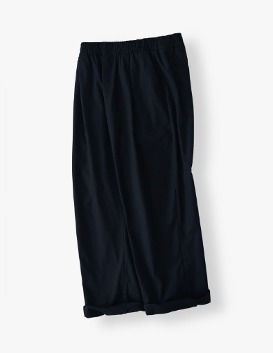 Classic Tapered Wide One Tuck Linen Pants_Midnight Blue