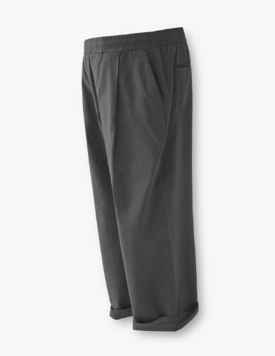 Wild Washing Tapered Wide One Tuck Linen Pants_Fade Gray