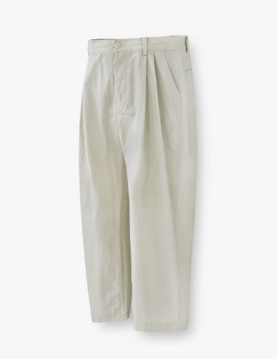 Washed Cotton Two Tuck Wide Pants_Washed Ivory
