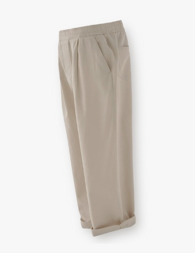 Wild Washing Tapered Wide One Tuck Linen Pants_Fade Cream