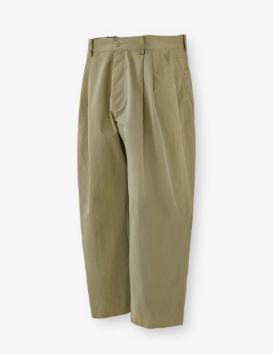 Washed Cotton Two Tuck Wide Pants_Washed Beige