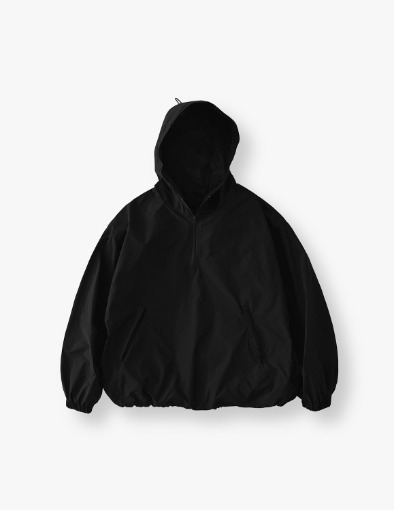 Windshell Half Zip-up Hood Anorak Jacket_Black
